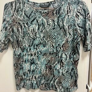 Liverpool Women's Short Sleeve Snake Print Top - Blue and Brown